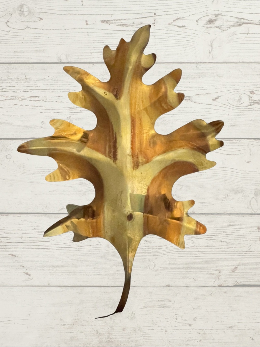 Vintage Set of 3 MCM Brass Oak Leaf Wall Art Hanging 3D Metal Plaques 8"x5" - Picture 4 of 9